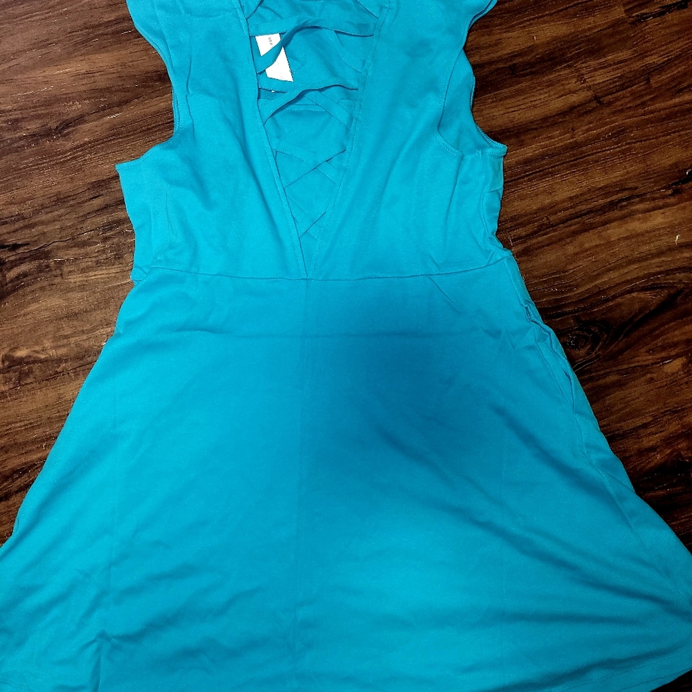 NY &Co NWT Blue Fit and Flare lattice back XXL